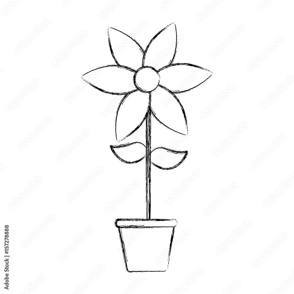 cute flower garden with pot isolated icon vector illustration design cute flower garden with pot isolated icon vector illustration design