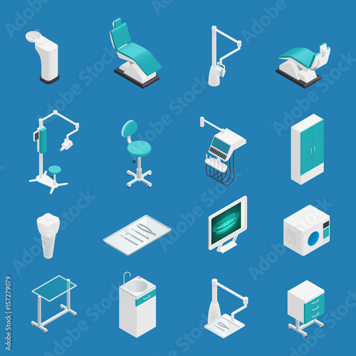 Stomatology Dentistry Isometric Icon Set
