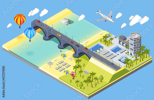 Bridge And Beach Illustration 