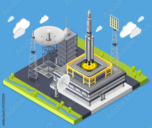 Rocket Isometric Composition 