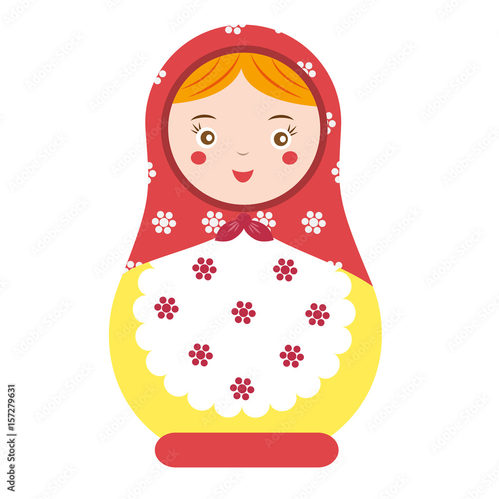 Matryoshka. Traditional russian nesting doll. Smiling Matreshka icon. Vector illustration Matryoshka. Traditional russian nesting doll. Smiling Matreshka icon. Vector illustration