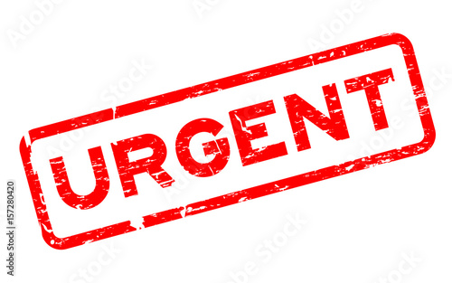 Grunge red urgent square rubber seal stamp on white background