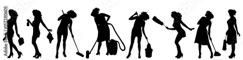 Vector silhouette of woman on white background.