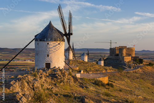 Don Quijote windmills and castle in Consuegra,Spain