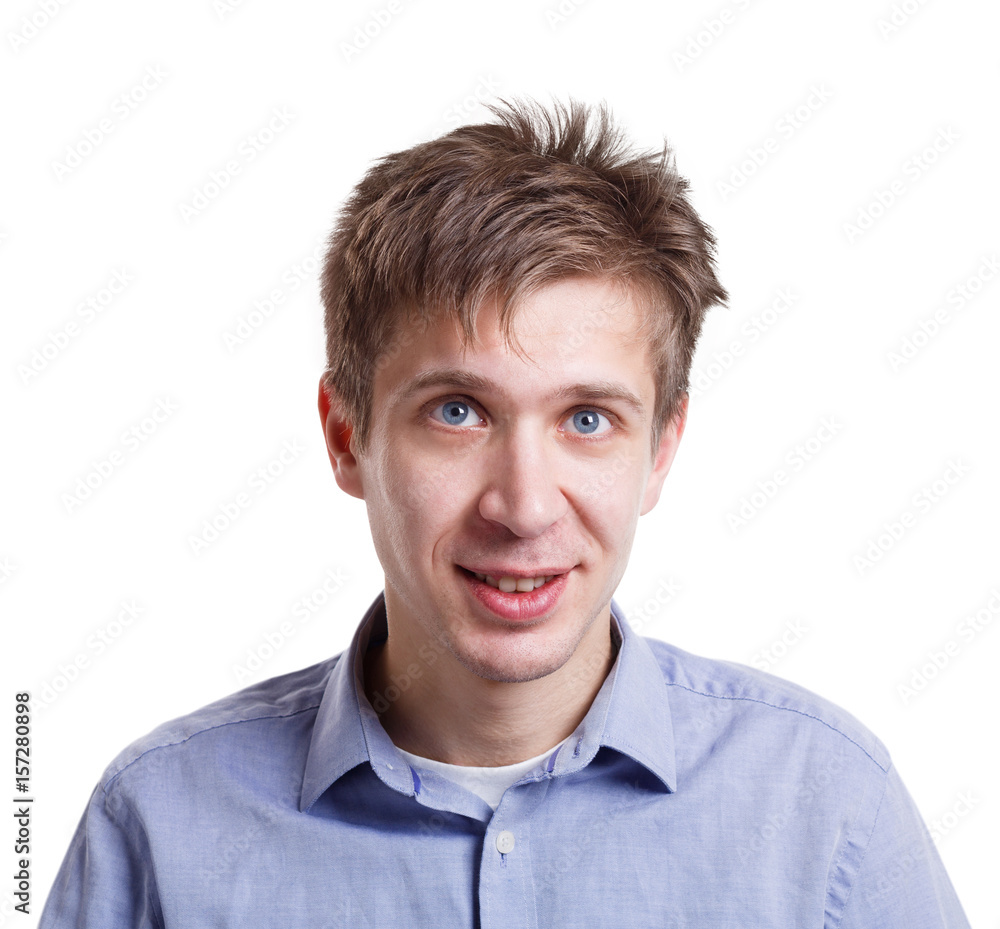 Facial expression, emotions, cheerful man laughing Facial expression, emotions, cheerful man laughing