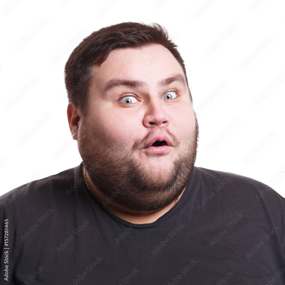 Obraz premium Shocking news. Wonder man expressing amaze on face