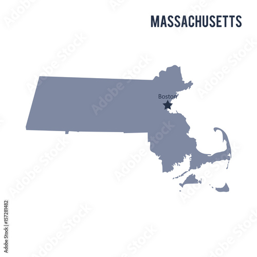 Vector map State of Massachusetts isolated on white background.