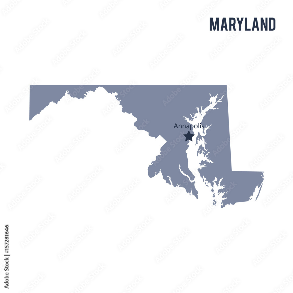 Vector map State of Maryland isolated on white background.