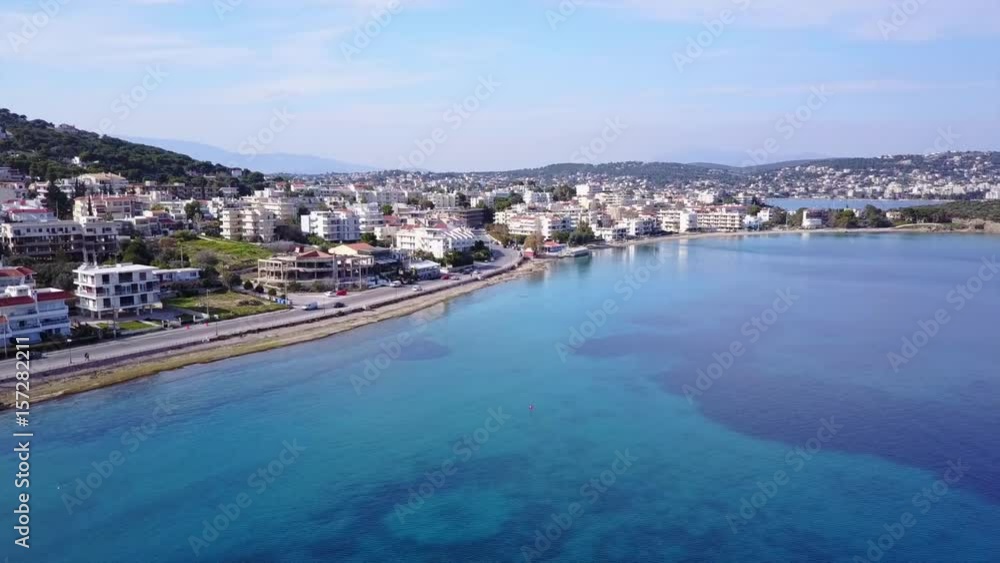 Aerial drone video of beaches and landscape of Porto Rafti, Avlaki, Mesogeia, Attica, Greece Aerial drone video of beaches and landscape of Porto Rafti, Avlaki, Mesogeia, Attica, Greece