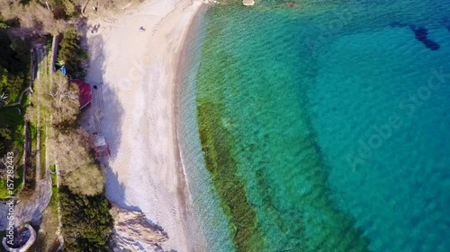 Aerial drone video of beaches and landscape of Porto Rafti, Avlaki, Mesogeia, Attica, Greece photo