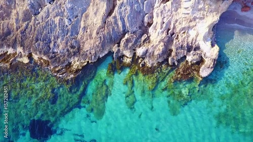 Aerial drone video of beaches and landscape of Porto Rafti, Avlaki, Mesogeia, Attica, Greece photo