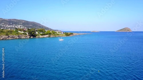 Aerial drone video of beaches and landscape of Porto Rafti, Avlaki, Mesogeia, Attica, Greece photo