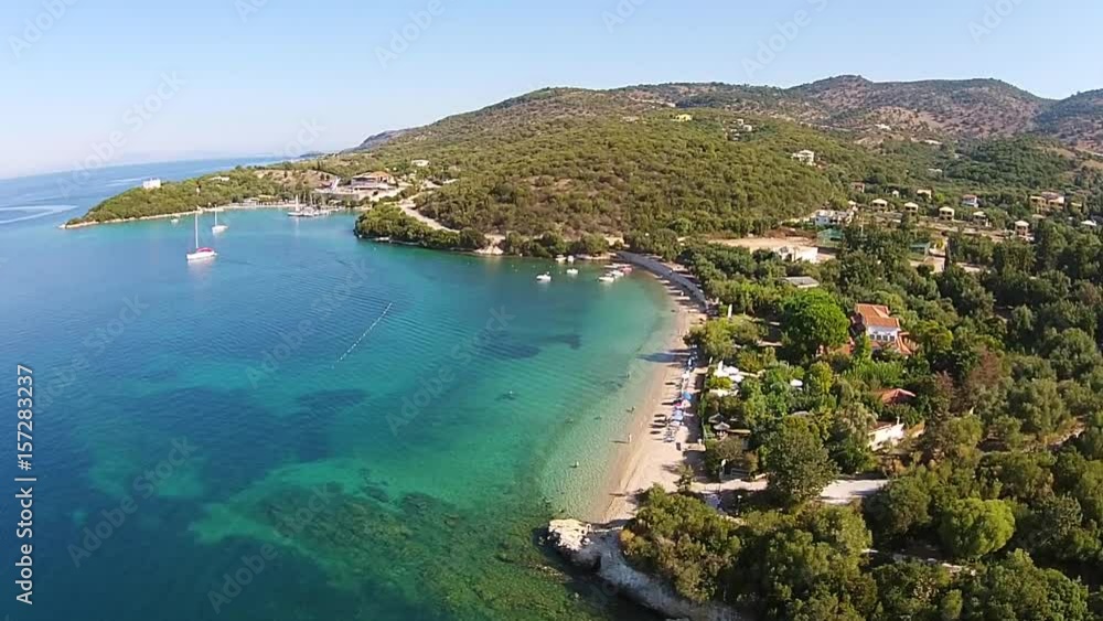 Aerial drone video of turquoise color beaches in Sivota, Epirus, Greece Aerial drone video of turquoise color beaches in Sivota, Epirus, Greece