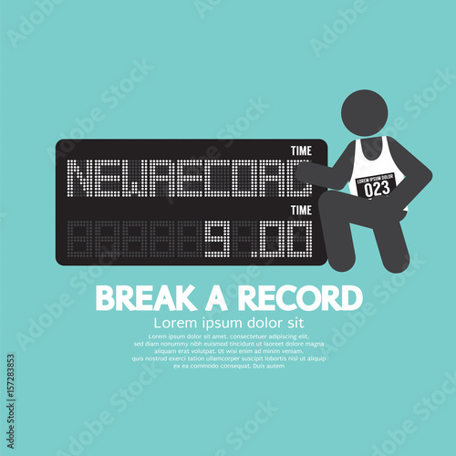 The Athlete With Break A Record Banner Vector Illustration
