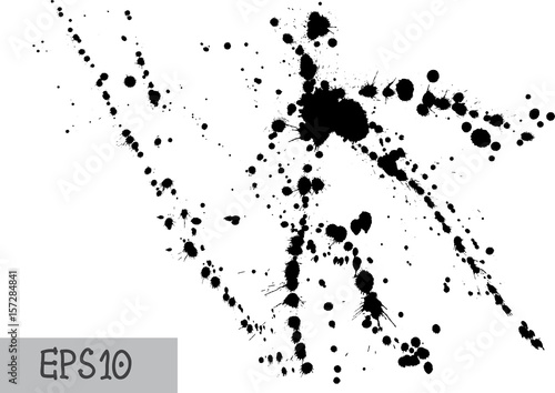 Black splatter on white background  vector.