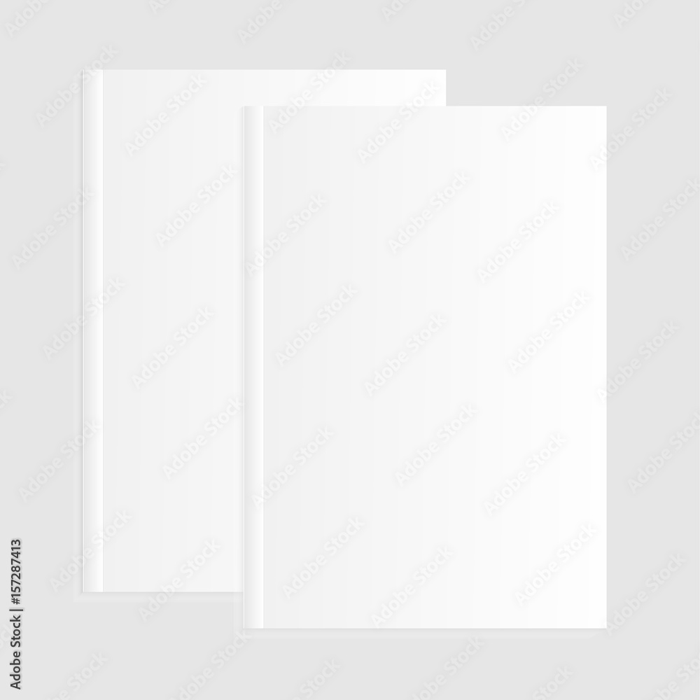 Blank empty magazine or book or booklet, brochure, catalog template on a gray background. Vector illustration. Blank empty magazine or book or booklet, brochure, catalog template on a gray background. Vector illustration.