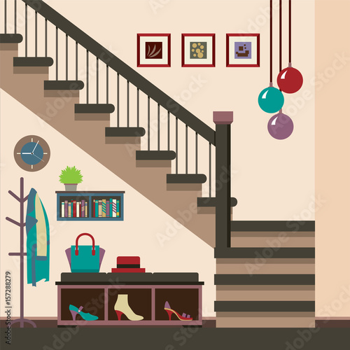 Hallway Decoration Vector Illustration