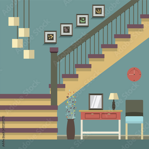 Hallway Decoration Vector Illustration