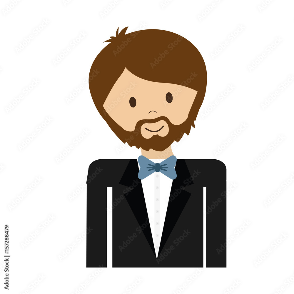 cartoon man wearing elegant suit icon over white background. colorful design. vector illustration