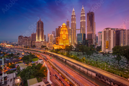 Kuala Lumpur. Cityscape image of Kuala Lumpur, Malaysia during twilight blue hour.