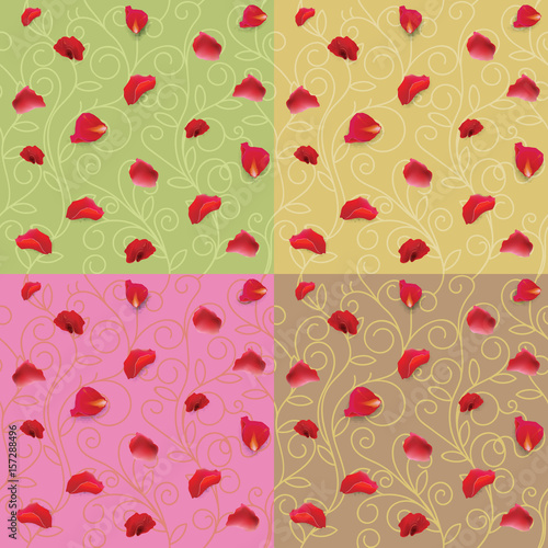 Red rose petals pattern fabric