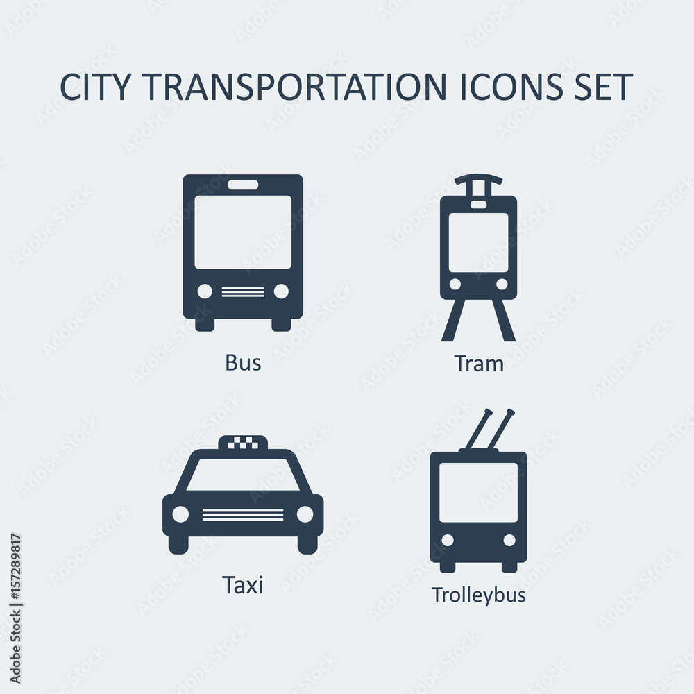 City transportation silhouette vector icons set. City transportation silhouette vector icons set.