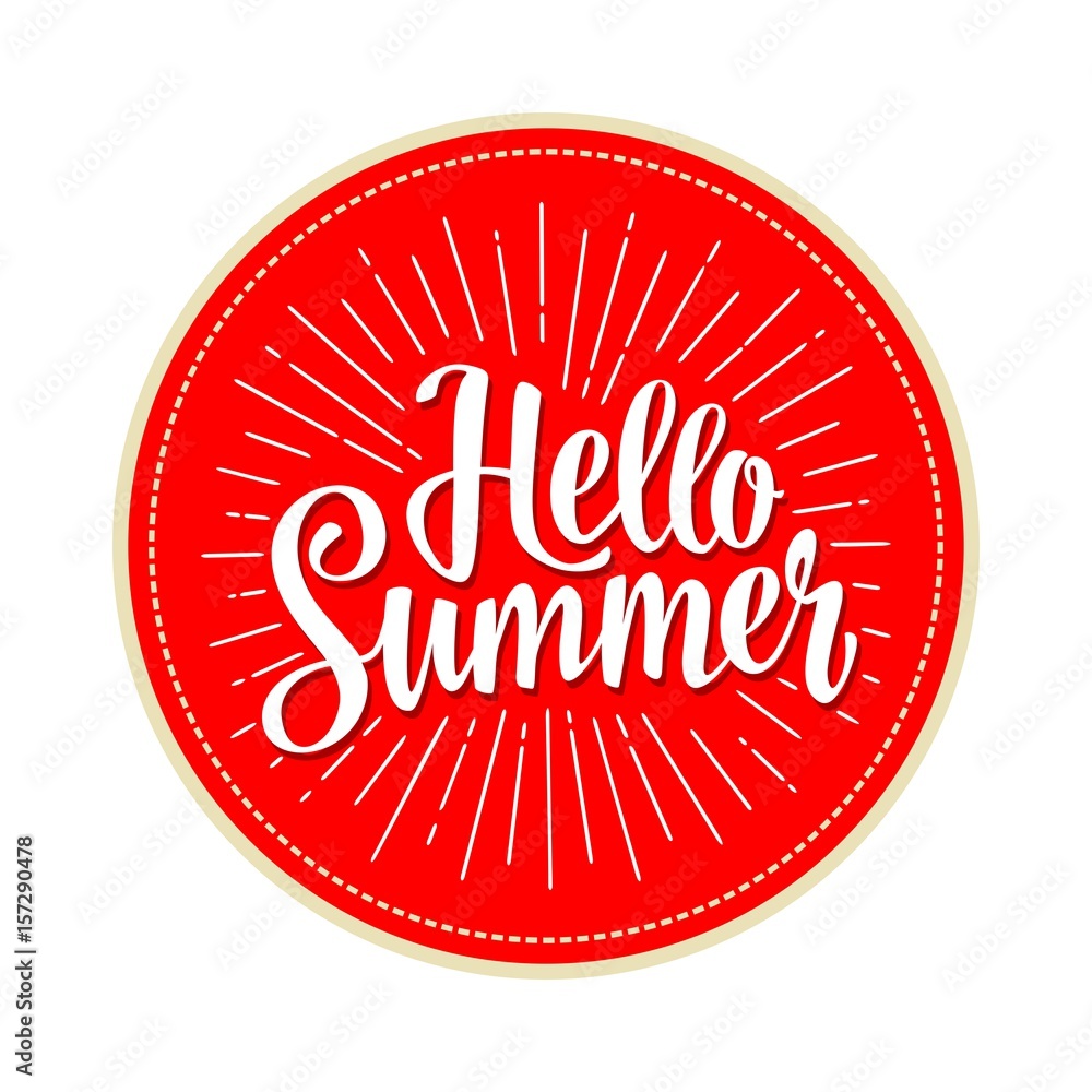 Hello summer hand drawn lettering with rays. Hello summer hand drawn lettering with rays.