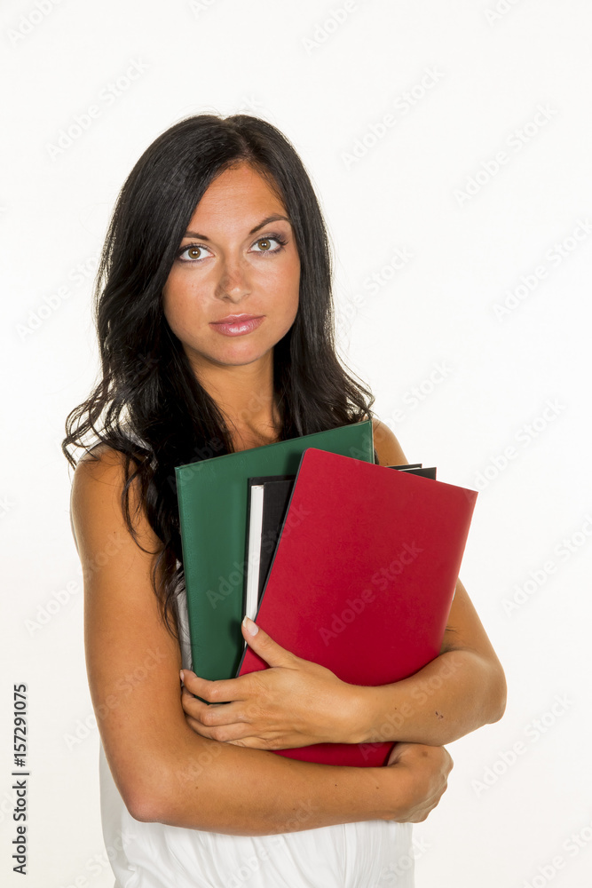 college student with folders college student with folders