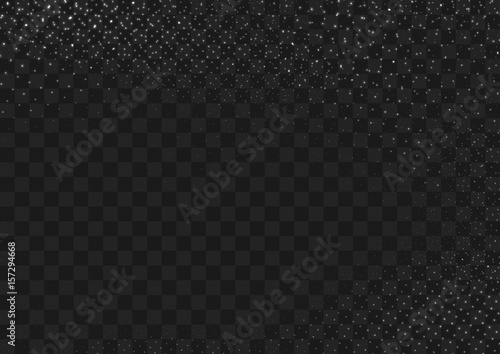 Abstract transparent starry layout template. Bright transparent graphic falling shimmer. Light sparkle spray