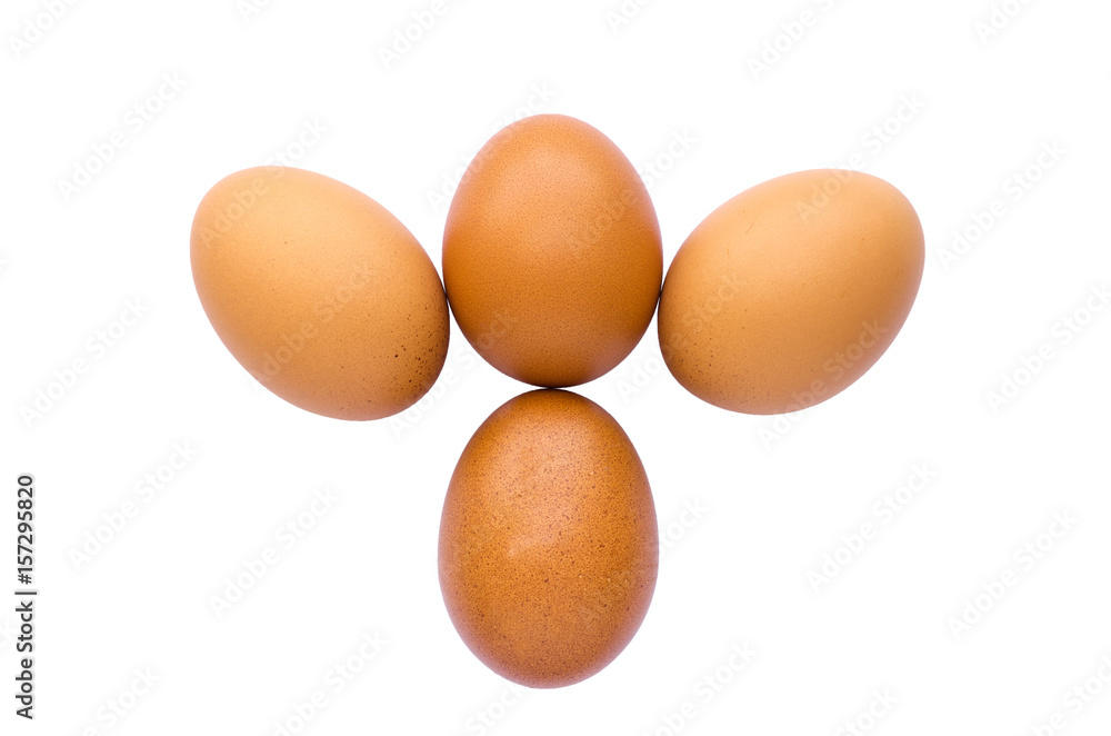 four eggs put on isolated on white. four eggs put on isolated on white.