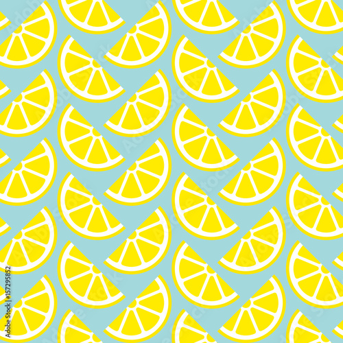 Yellow Lemons Seamless Pattern Retro Diagonal Turquoise