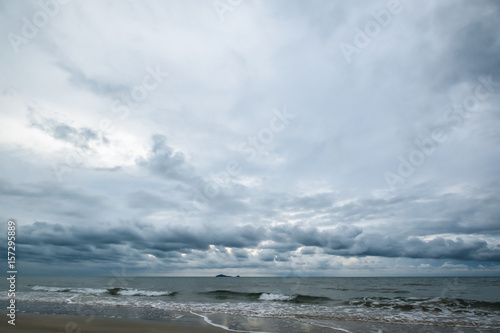 Beautiful seascape before raining in wide angle sight