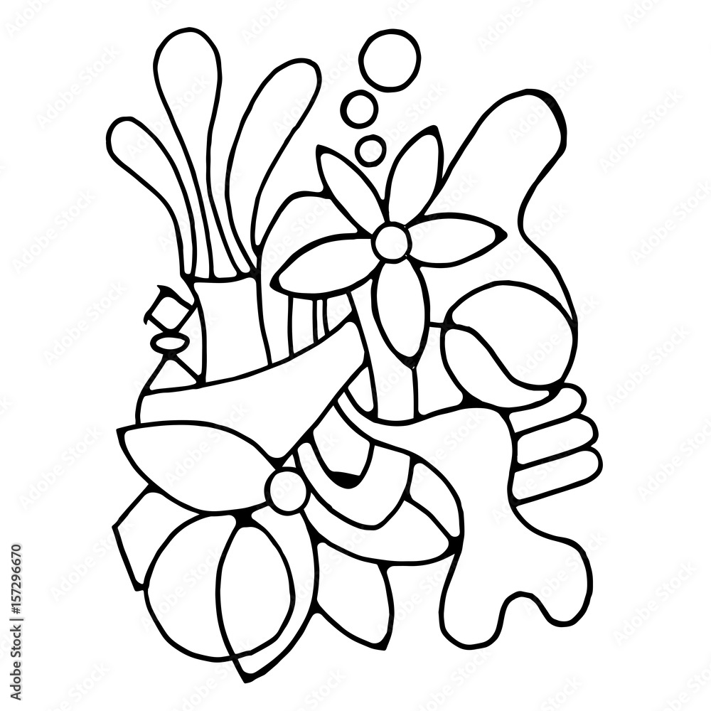 Fototapeta premium Outline abstract art on white background.