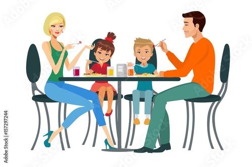 Family dining at the restaurant