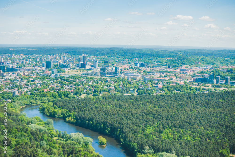 Vilnius cityscape from above, aerial view