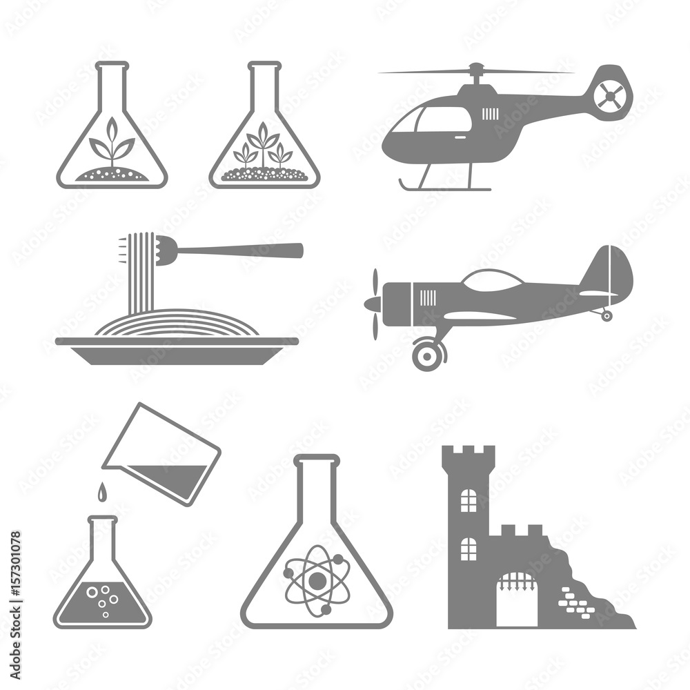 Gray icons set on white background Gray icons set on white background