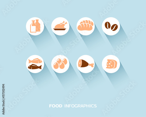 Food infographic with flat icons set