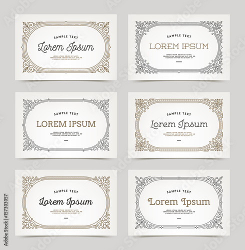 Paper white banners with flourishes calligraphic elegant ornamental frames - vector illustration