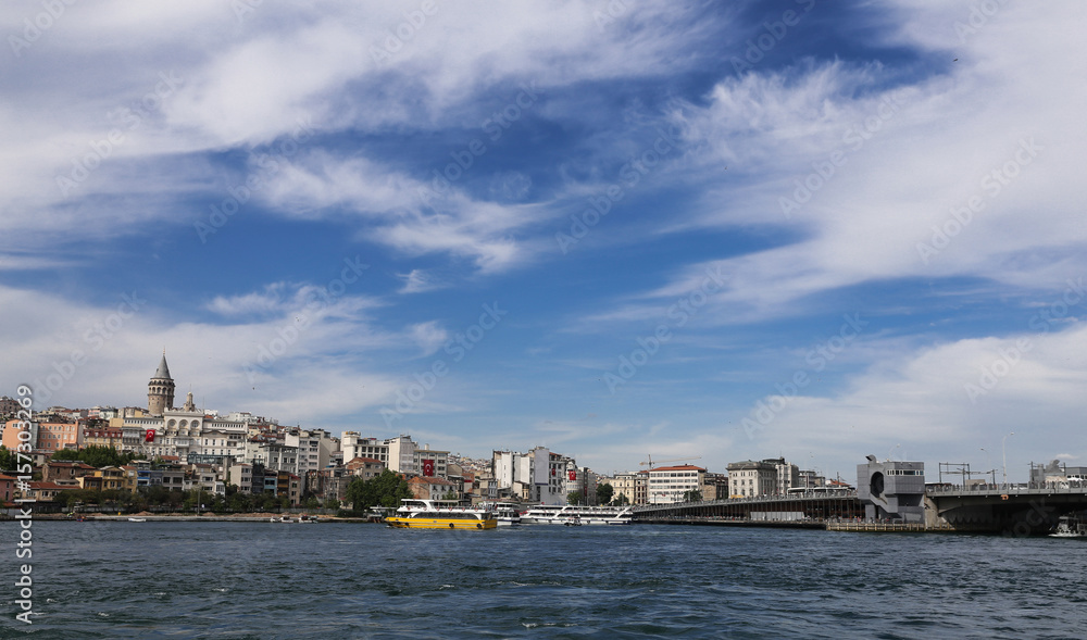 Galata Bridge and Galat Tower in Istanbul City
