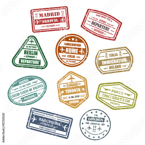 Travel or journey visa or passport signs