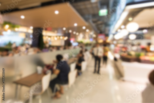 Blurry images of the food center for background design.