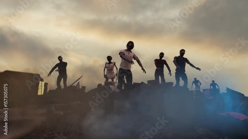 a crowd of zombies render 3D photo