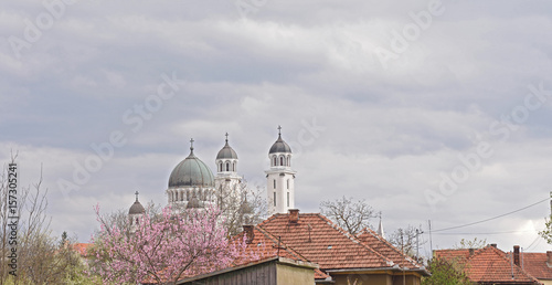 roofs and Cathedral in Ghelari, Hunedoara County, Transylvania, Romania photo