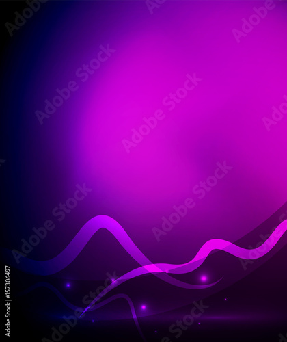 Glowing magic wave line with light effects in darkness