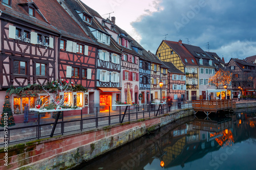 French city Colmar on Christmas Eve. © pillerss