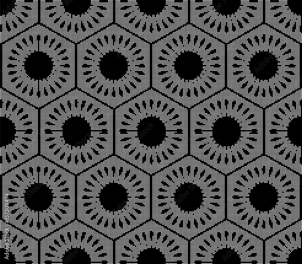 Halftone round black seamless background polygon round flower geometry cell frame Halftone round black seamless background polygon round flower geometry cell frame