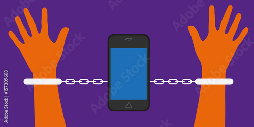 Smartphone - portable - menotte -addiction - addictif - réseaux sociaux - menotter