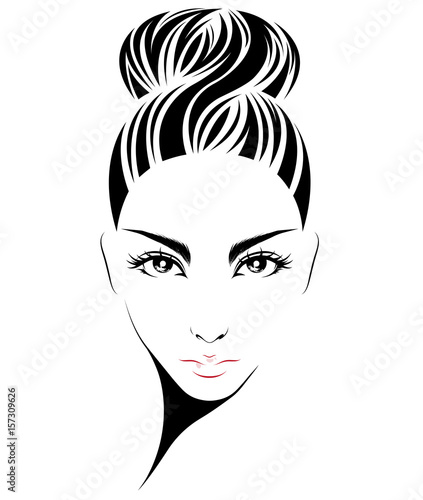 women hair style icon, logo women on white background