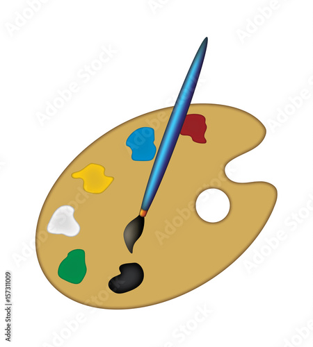 Tavolozza con pennello per pittura vettoriale