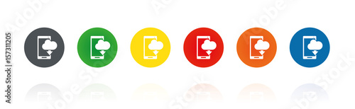 Smartphone mit Cloud - Farbige Buttons